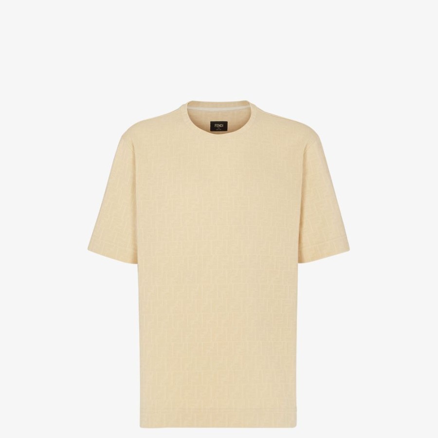 Uomo Fendi T-Shirt E Polo | T-Shirt In Jersey Beige