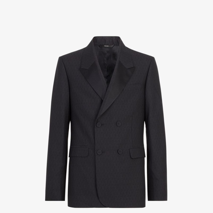 Uomo Fendi Giacche E Abiti | Blazer In Lana Nera