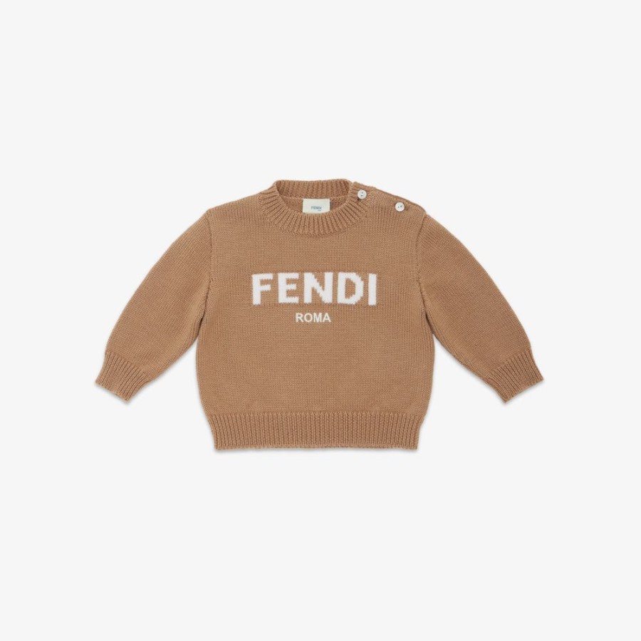 Bambini Fendi Bambina | Maglione Baby In Lana Beige