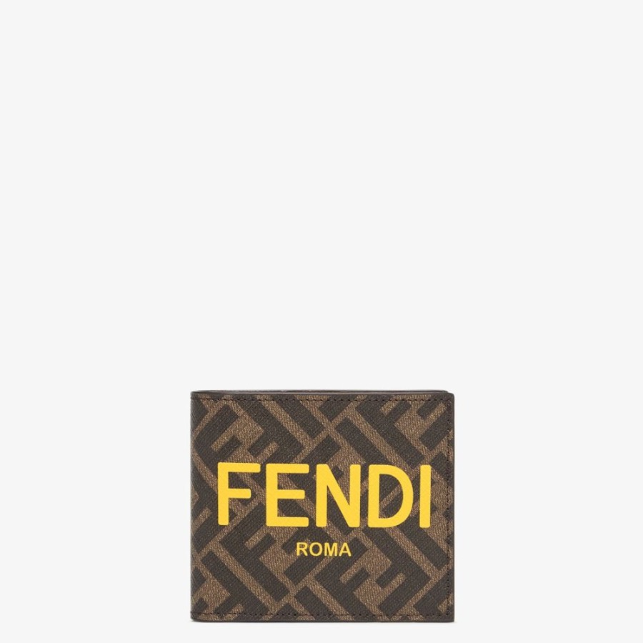 Uomo Fendi Portafogli | Bi-Fold In Tessuto Marrone