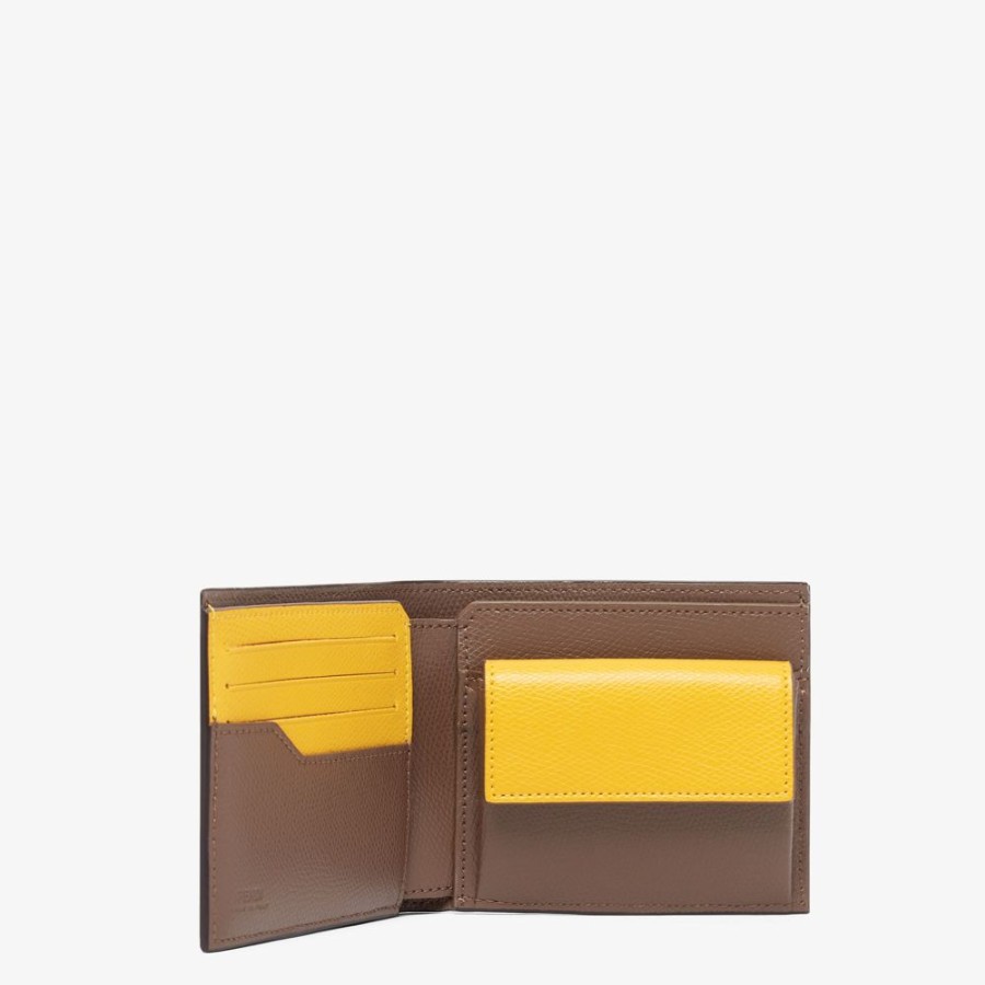 Uomo Fendi Portafogli | Bi-Fold In Tessuto Marrone