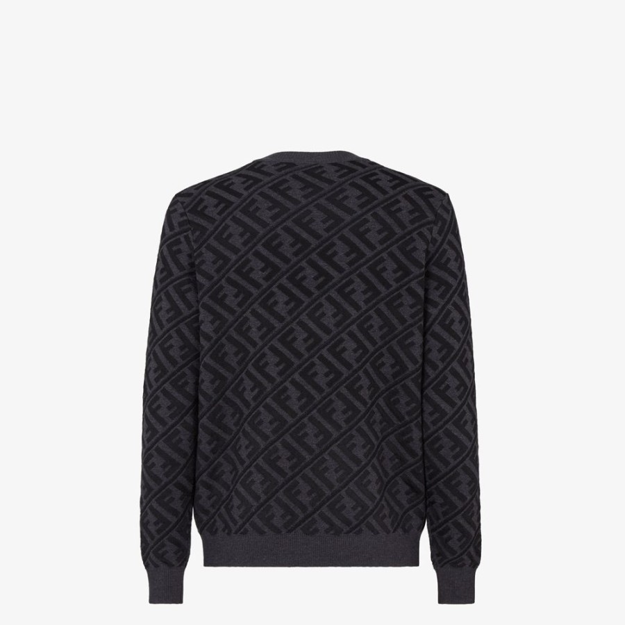 Uomo Fendi Maglieria | Pullover In Lana Nera