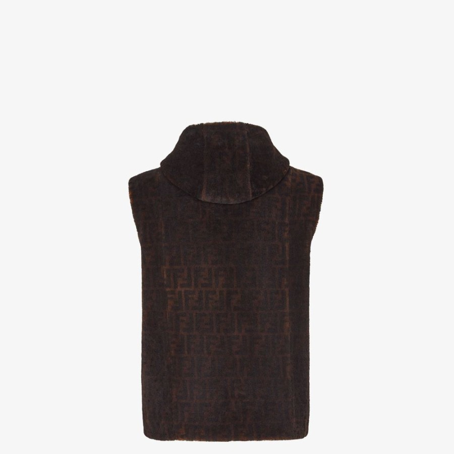 Uomo Fendi Cappotti E Capispalla | Gilet In Shearling Ff Marrone