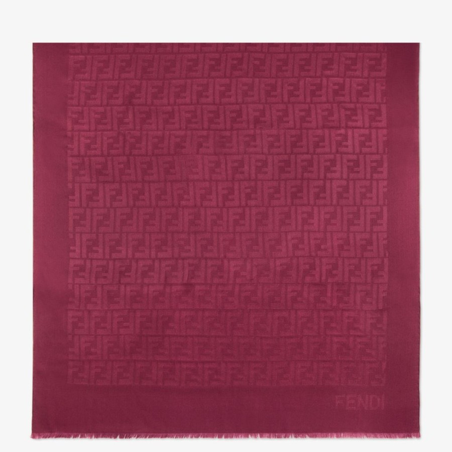 Donna Fendi Foulard In Seta | Stola In Seta Bordeaux