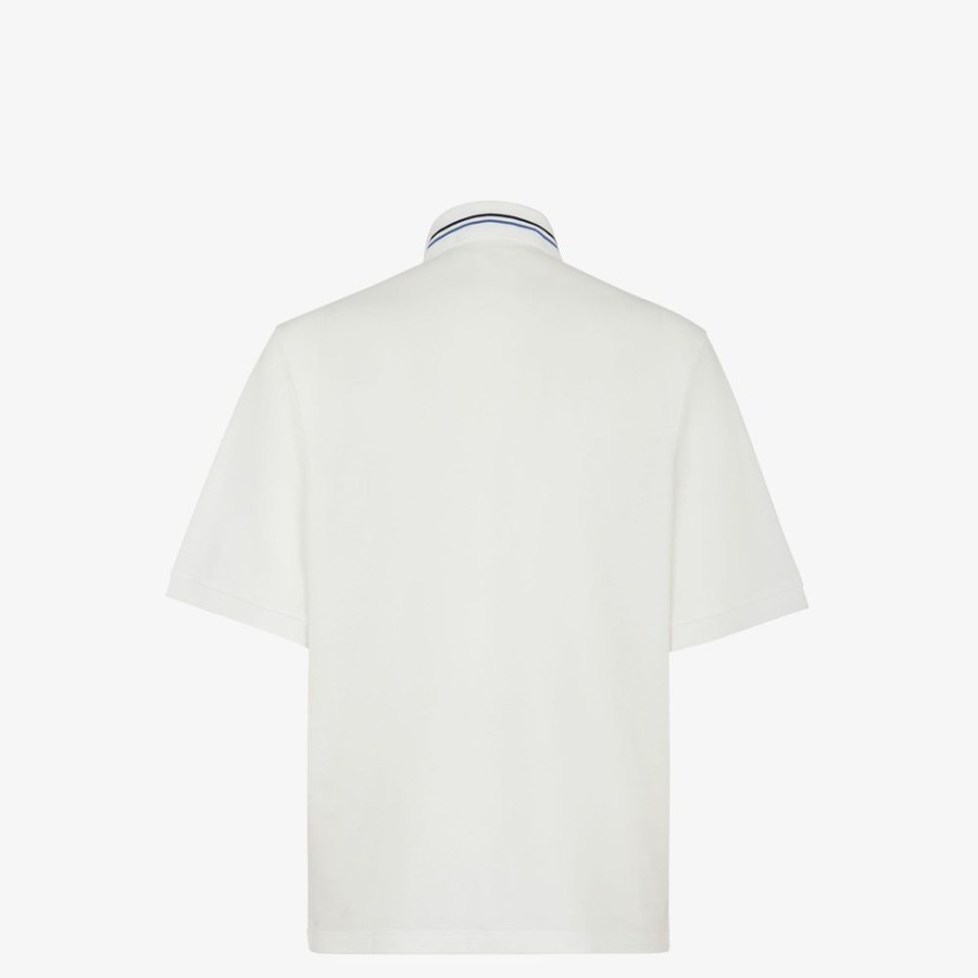 Uomo Fendi Activewear | Polo Da Golf In Piquet Bianco