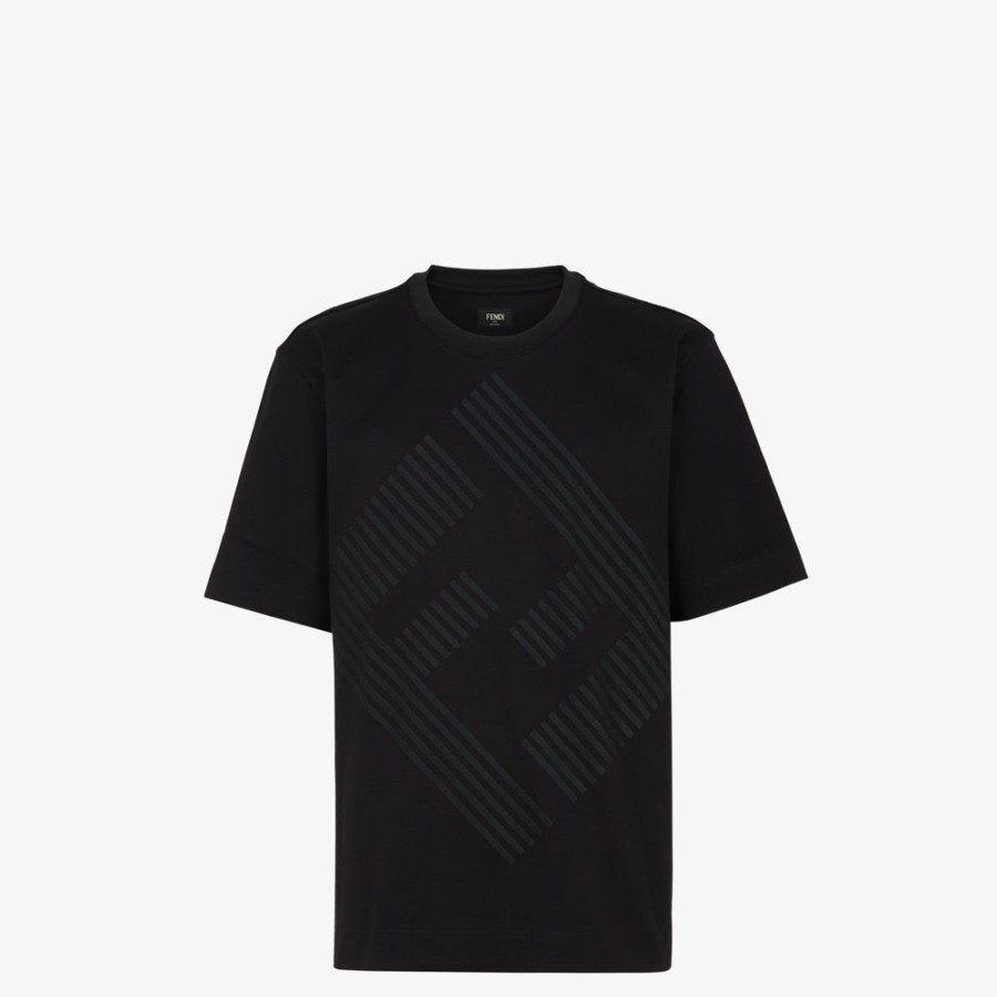 Uomo Fendi T-Shirt E Polo | T-Shirt In Jersey Nero