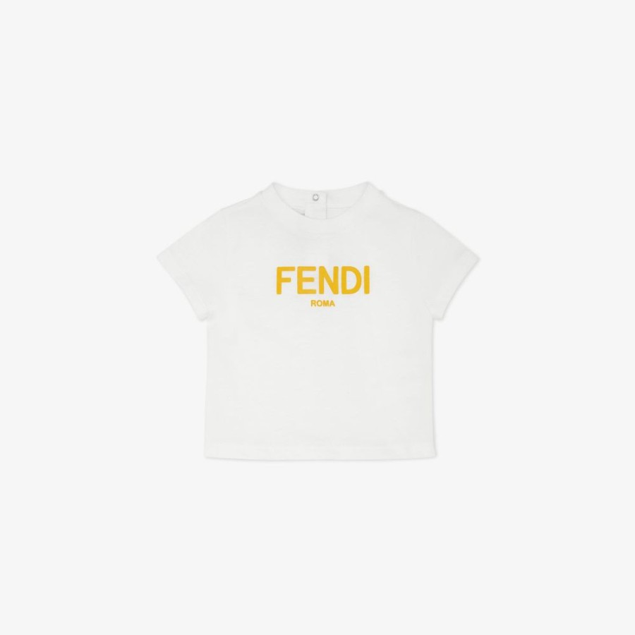 Bambini Fendi Bambina | T-Shirt Fendi Roma In Jersey Bianco