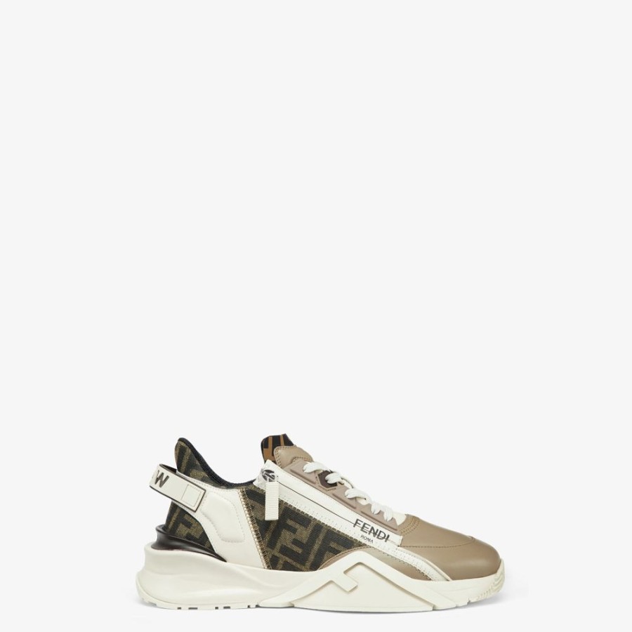 Uomo Fendi Sneakers | Low Top In Pelle Beige