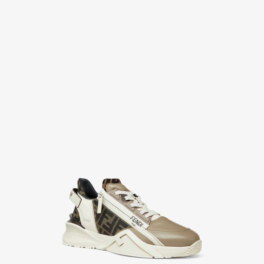 Uomo Fendi Sneakers | Low Top In Pelle Beige