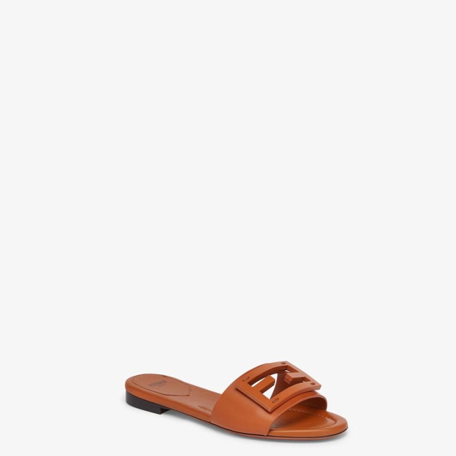 Donna Fendi Slides E Sandali | Slide In Pelle Marrone