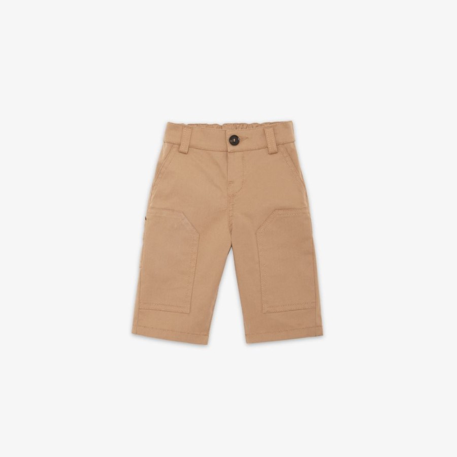 Bambini Fendi Bambina | Pantalone Baby In Gabardina Stretch Beige