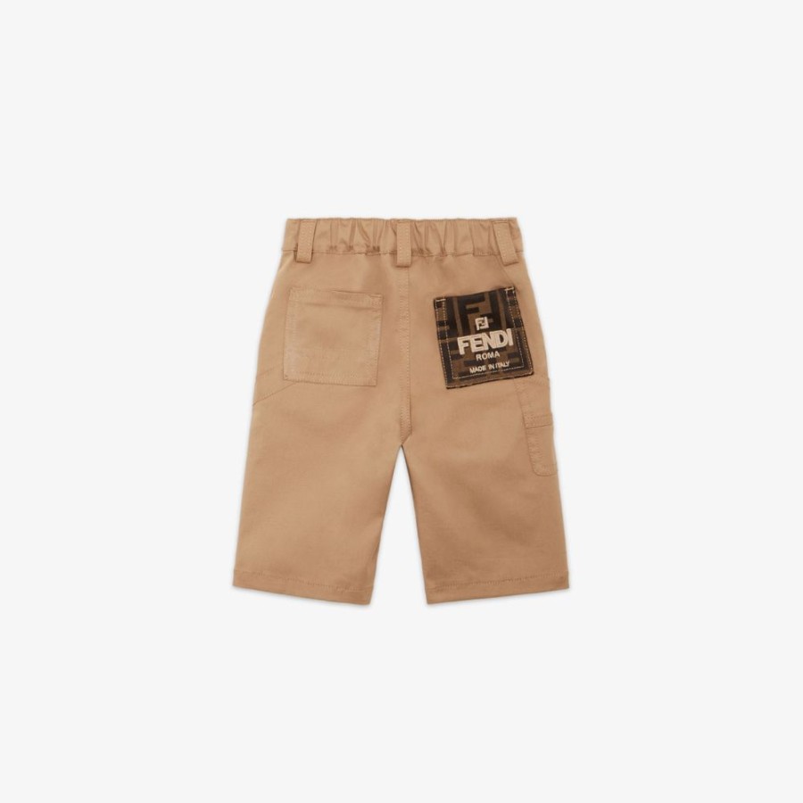 Bambini Fendi Bambina | Pantalone Baby In Gabardina Stretch Beige