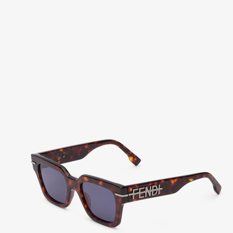 Uomo Fendi Occhiali | Occhiali Da Sole In Acetato Havana Rossa