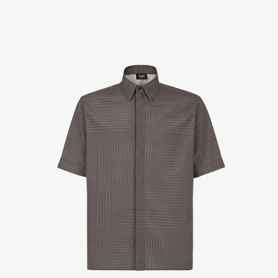 Uomo Fendi Camicie | Camicia In Seta Grigia