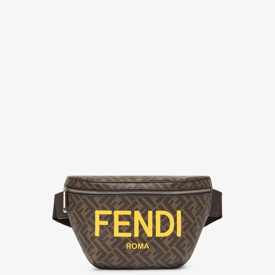 Uomo Fendi Borse Mini | Marsupio In Tessuto Ff Marrone