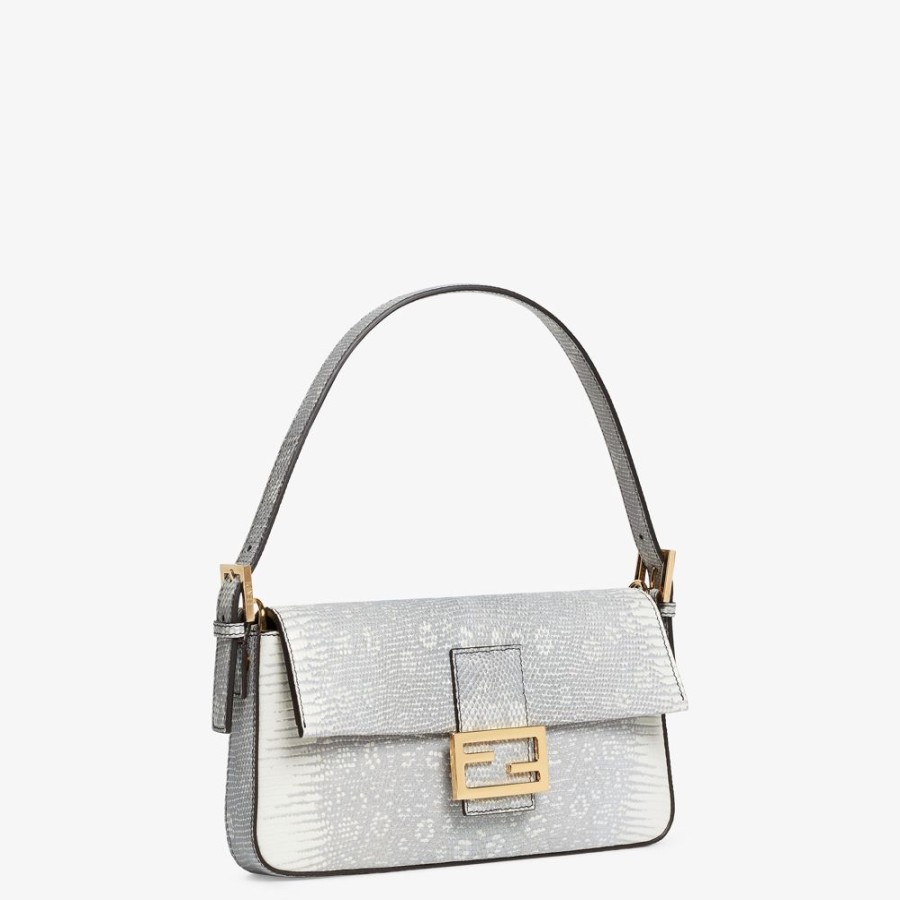 Donna Fendi Pelli Pregiate | Borsa In Lizard Bianca