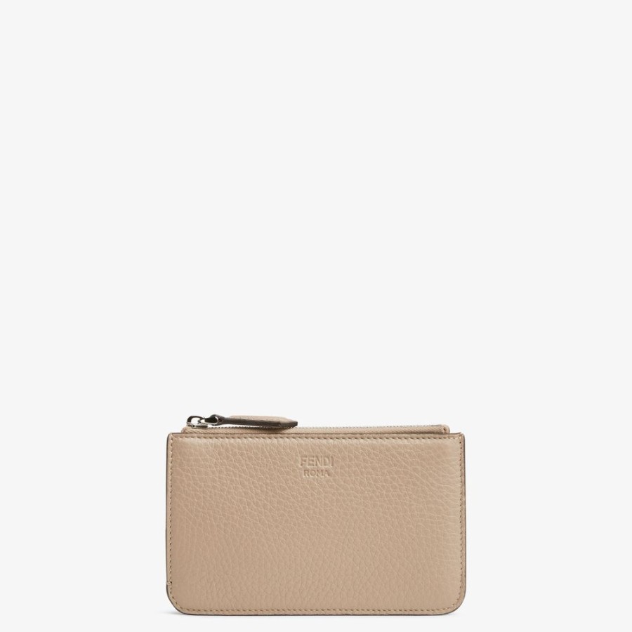 Donna Fendi Portacarte E Piccoli Accessori | Pouch In Pelle Beige