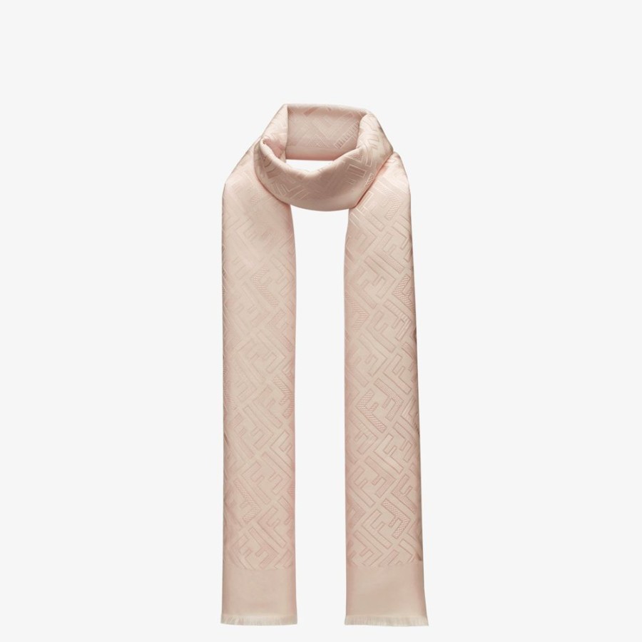 Donna Fendi Foulard In Seta | Stola In Seta Rosa