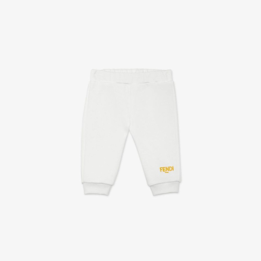 Bambini Fendi Bambina | Pantaloni Fendi Roma In Jersey Bianco