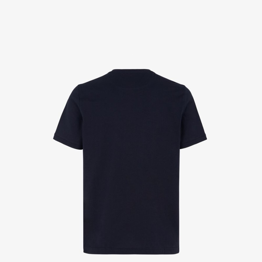 Uomo Fendi T-Shirt E Polo | T-Shirt In Jersey Blu