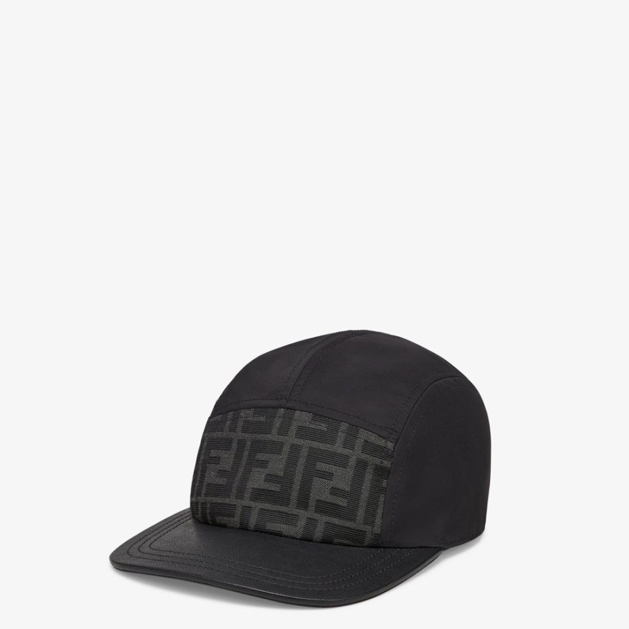 Uomo Fendi Cappelli E Guanti | Baseball Cap In Nylon Nero