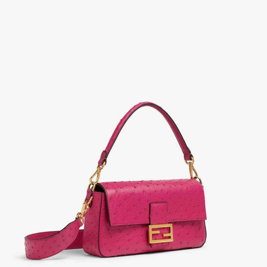 Donna Fendi Borse A Spalla E Tracolle | Borsa In Struzzo Fucsia