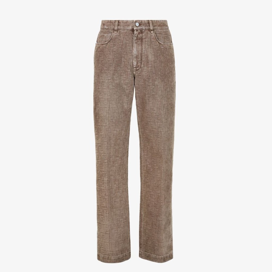 Uomo Fendi Denim E Pantaloni | Pantalone In Denim Beige