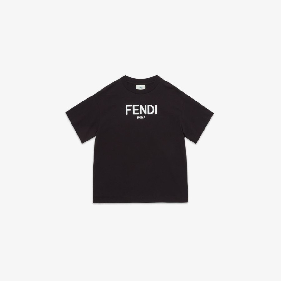 Bambini Fendi Abbigliamento | T-Shirt Junior In Jersey Nero