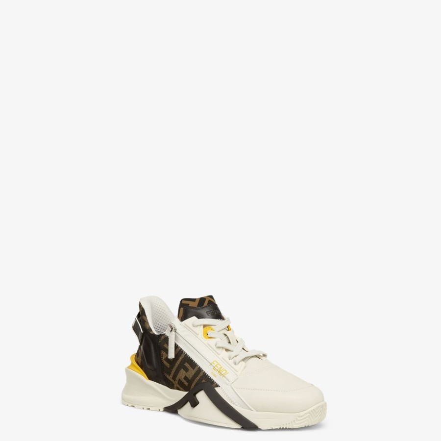 Uomo Fendi Sneakers | Low Top In Pelle Bianca