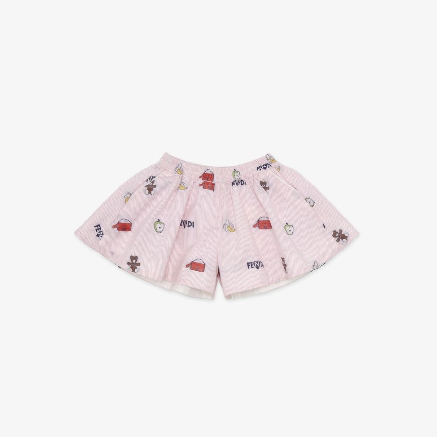 Bambini Fendi Bambina | Shorts Baby In Popeline Rosa E Multicolor