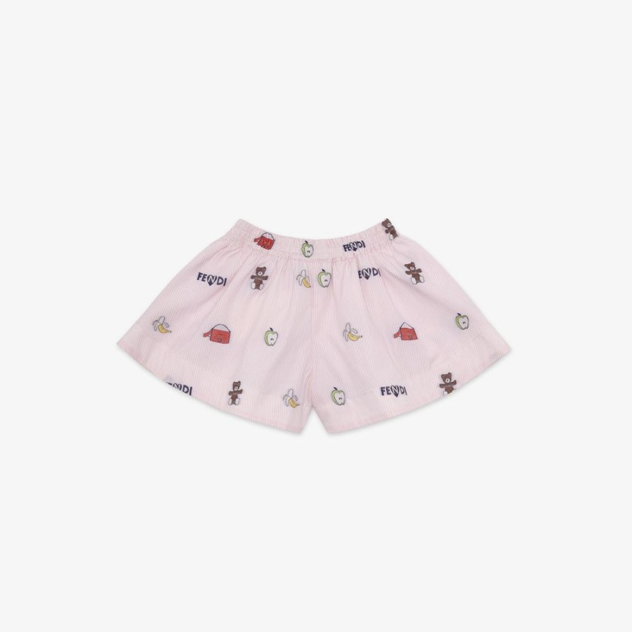 Bambini Fendi Bambina | Shorts Baby In Popeline Rosa E Multicolor