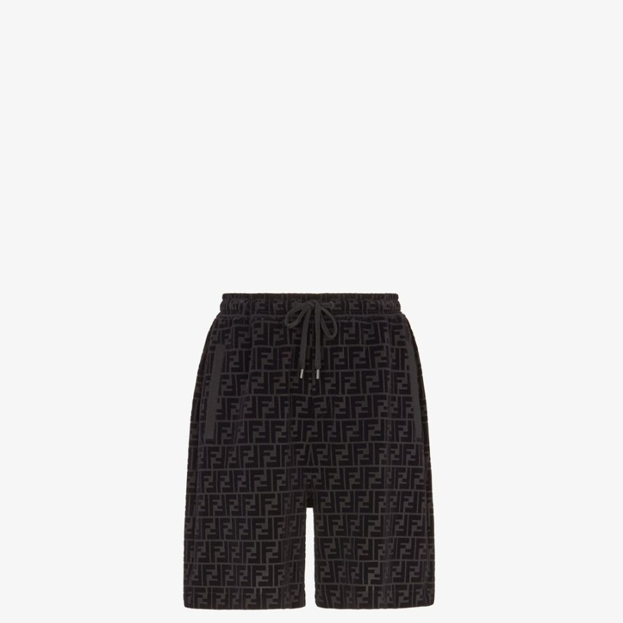 Uomo Fendi Activewear | Pantalone In Piquet Nero