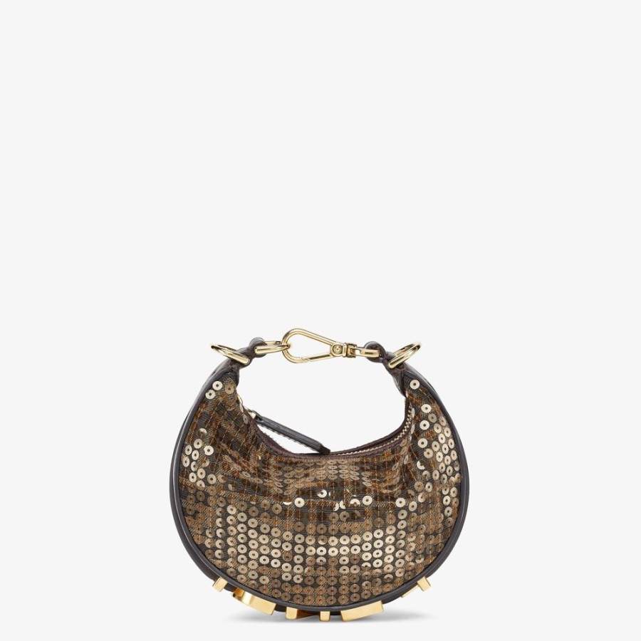 Donna Fendi Miniature Bags | Charm In Tessuto Marrone