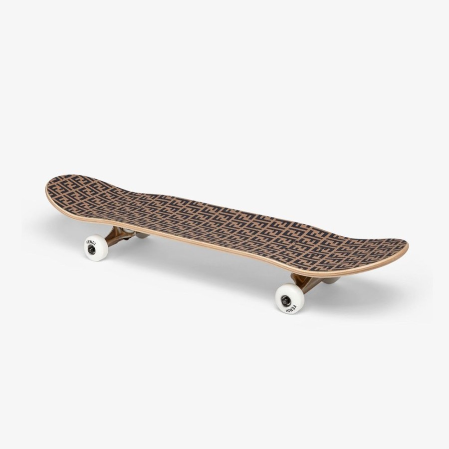 Bambini Fendi Accessori | Skateboard In Legno E Logo Con Porta Skate