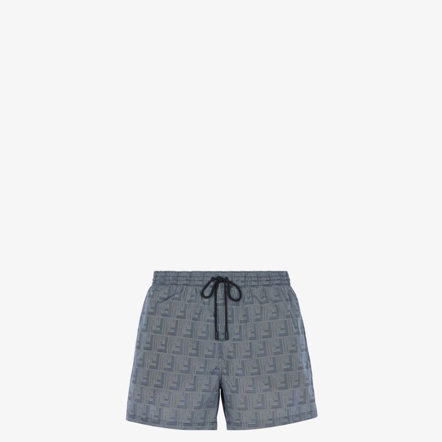 Uomo Fendi Swimwear | Short In Nylon Blu