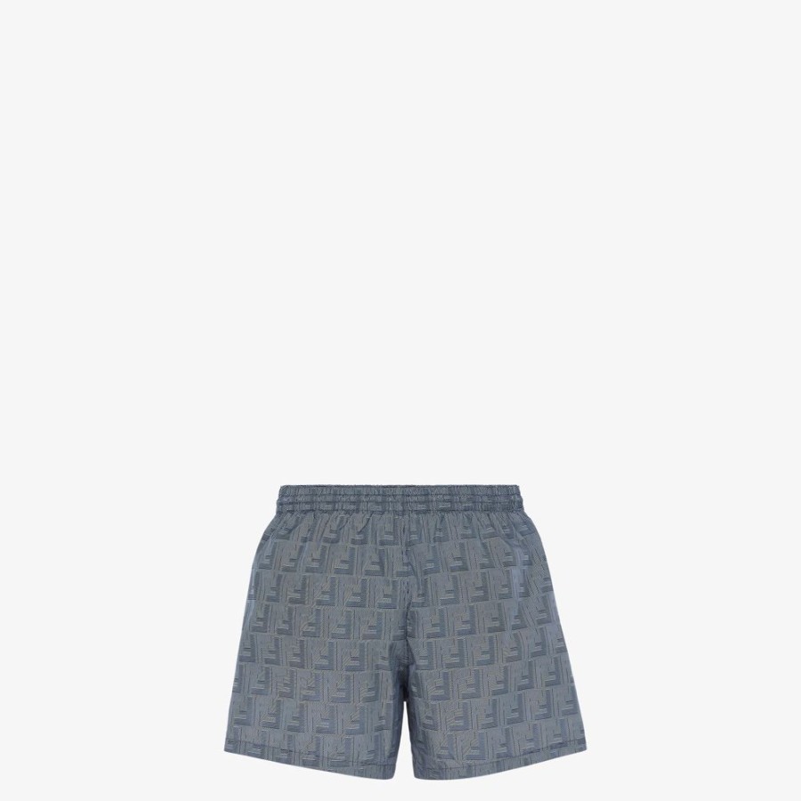 Uomo Fendi Swimwear | Short In Nylon Blu