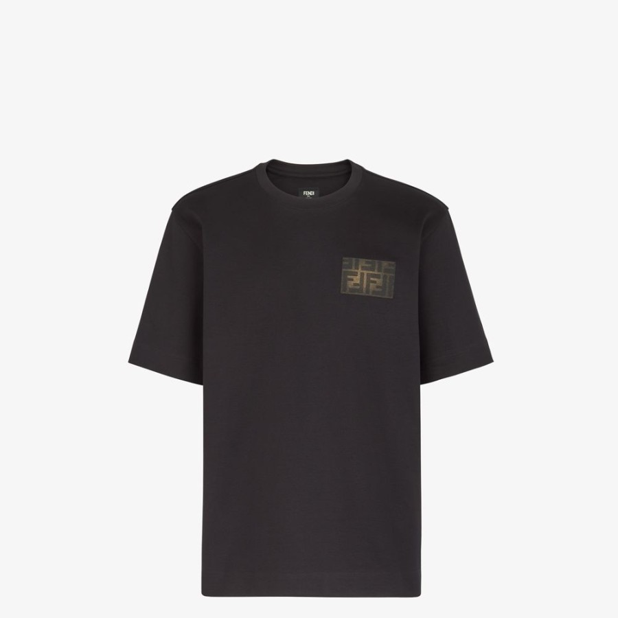 Uomo Fendi T-Shirt E Polo | T-Shirt In Jersey Nero