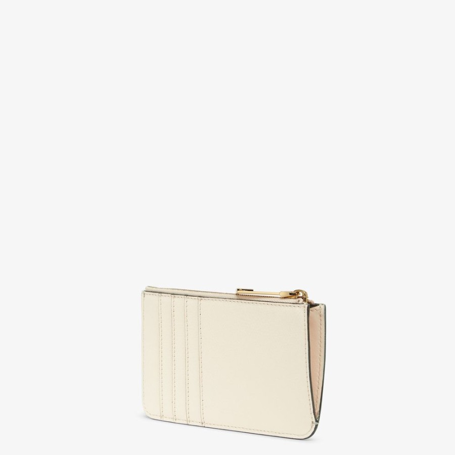 Donna Fendi Portacarte E Piccoli Accessori | Pouch In Pelle Bicolor Marrone E Camelia