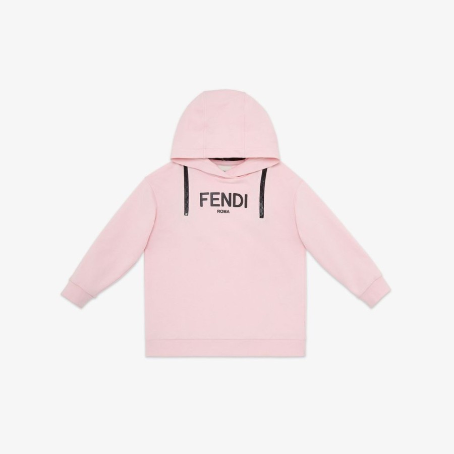 Bambini Fendi Abbigliamento | Felpa Junior In Cotone Rosa Con Stampa