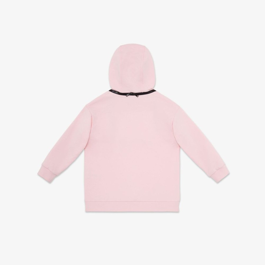 Bambini Fendi Abbigliamento | Felpa Junior In Cotone Rosa Con Stampa