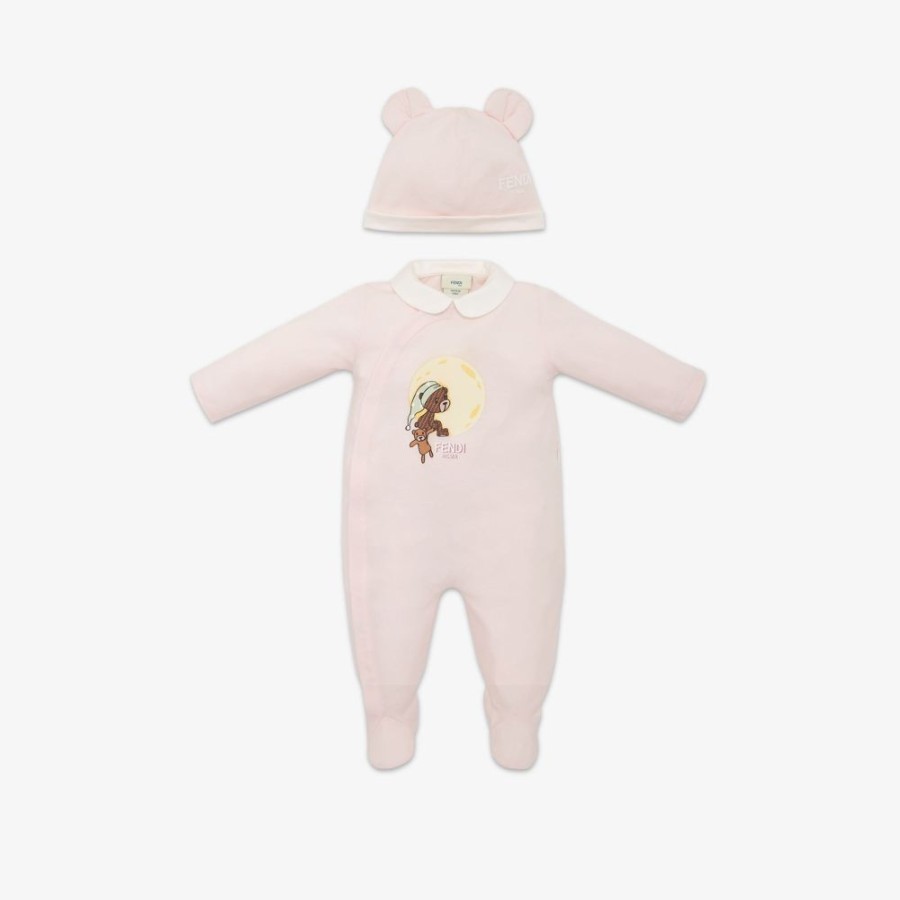 Bambini Fendi Bambina | Kit Baby In Jersey Con Stampa Rosa