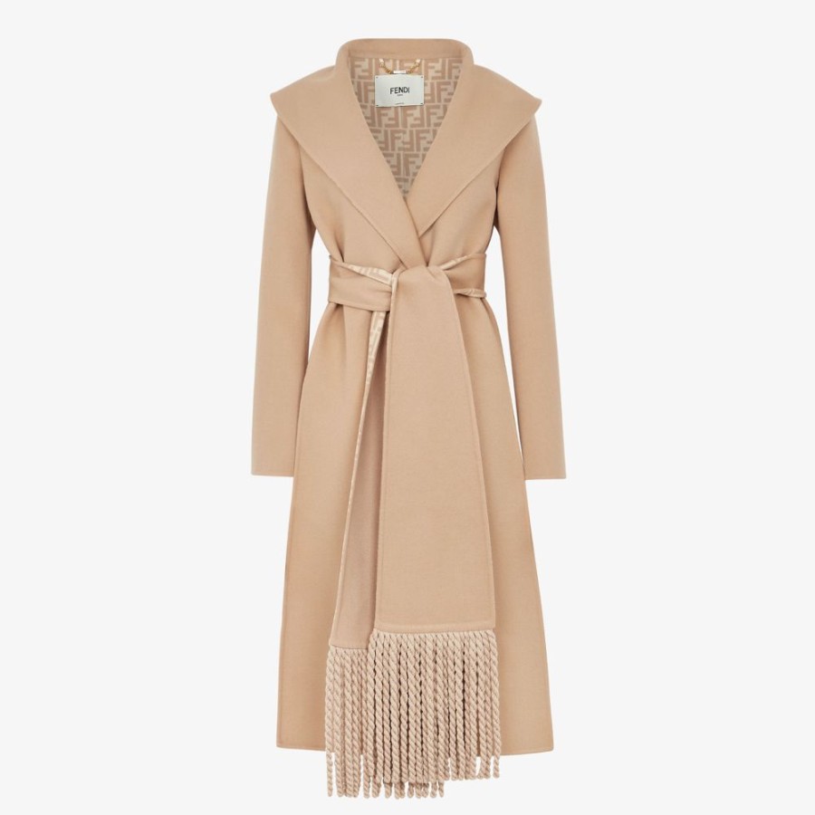 Donna Fendi Cappotti E Capispalla | Cappotto In Lana Beige