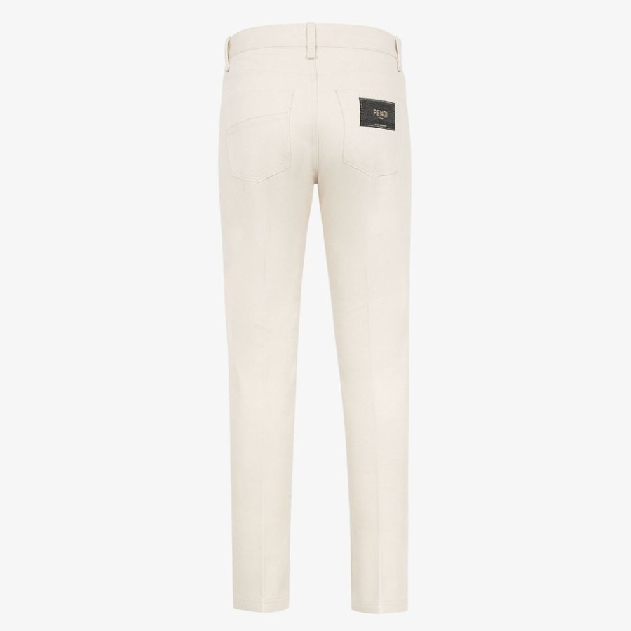 Uomo Fendi Denim E Pantaloni | Pantalone In Denim Bianco