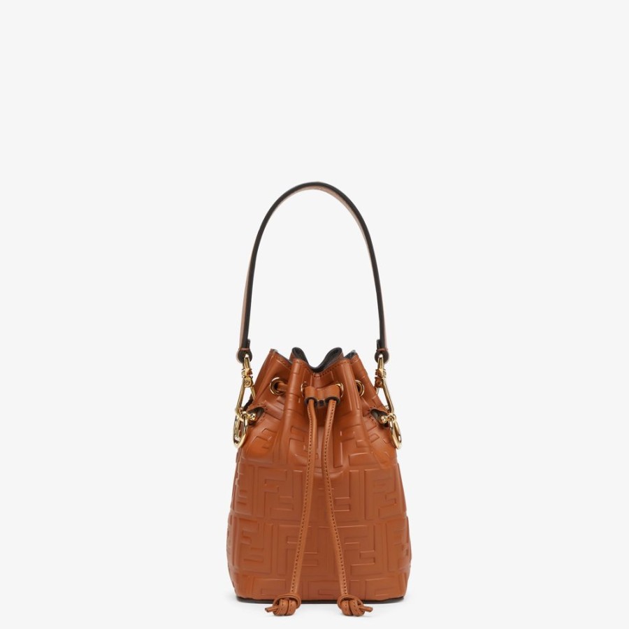 Donna Fendi Borse Mini | Minibag In Pelle Marrone Con Motivo Ff