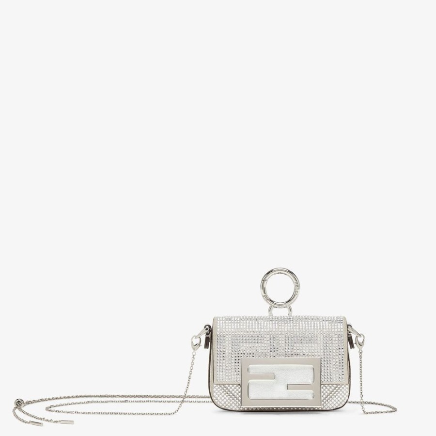 Donna Fendi Miniature Bags | Charm In Cristalli Argento