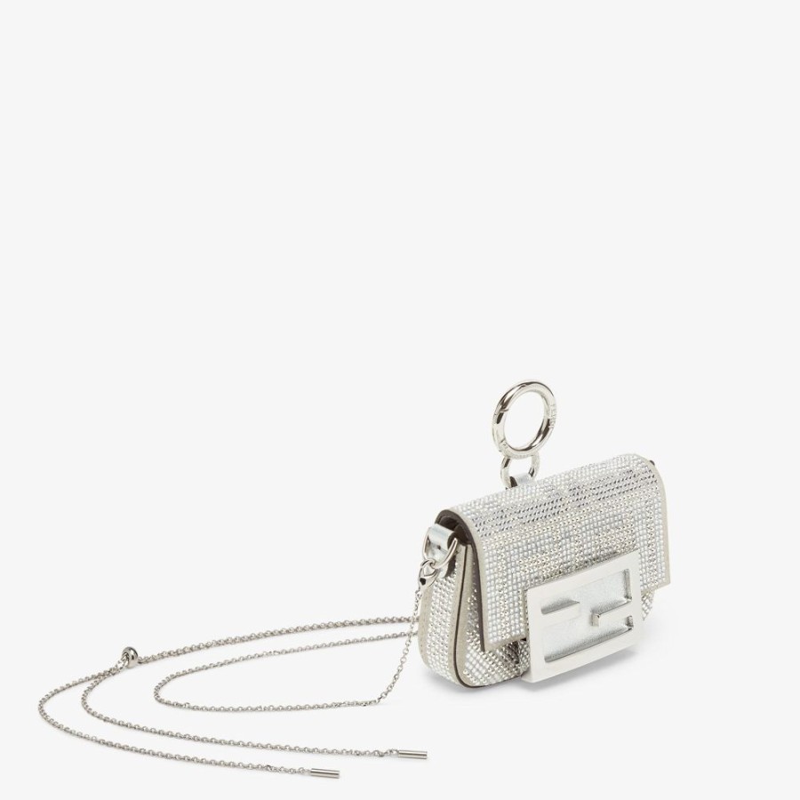 Donna Fendi Miniature Bags | Charm In Cristalli Argento