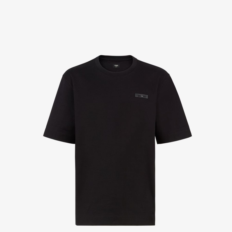 Uomo Fendi T-Shirt E Polo | T-Shirt In Jersey Nero