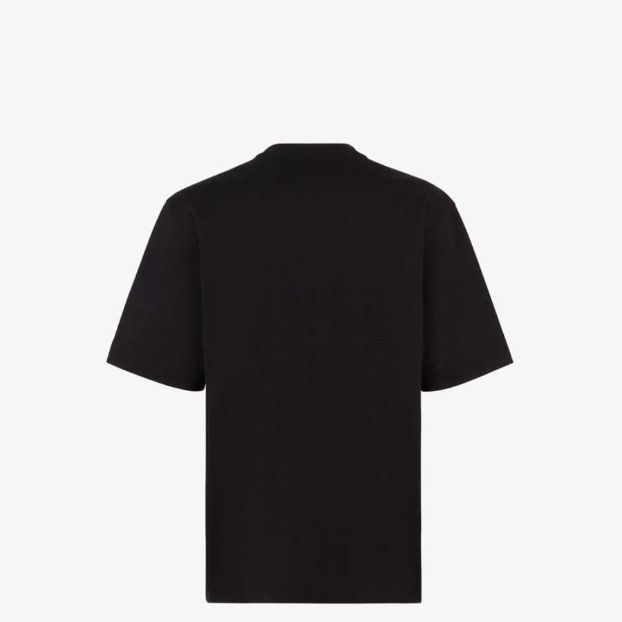 Uomo Fendi T-Shirt E Polo | T-Shirt In Jersey Nero