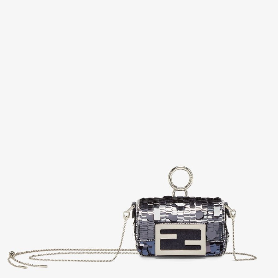 Donna Fendi Miniature Bags | Charm In Paillette Blu