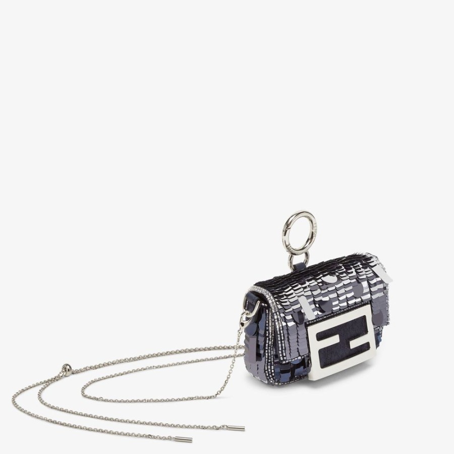 Donna Fendi Miniature Bags | Charm In Paillette Blu